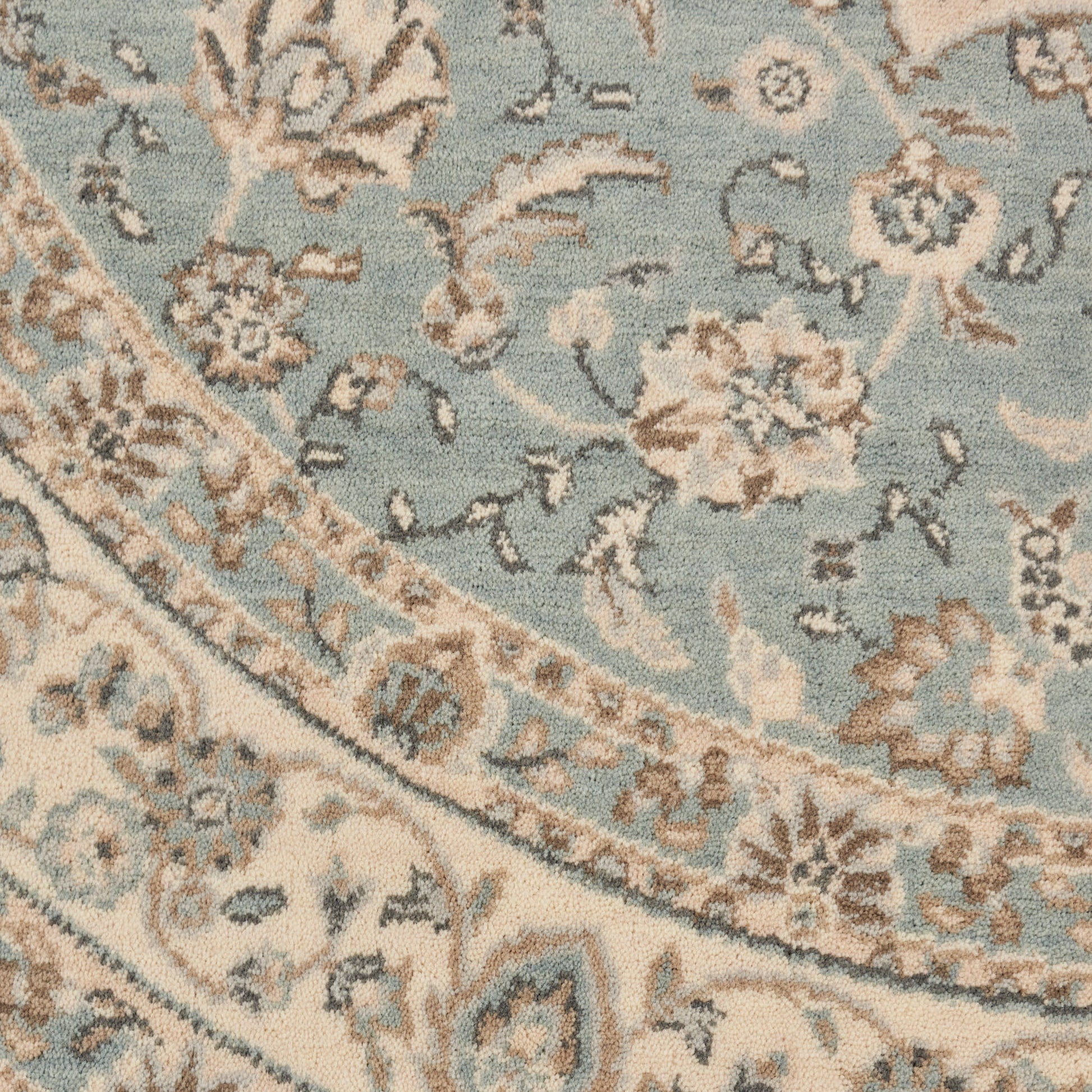 Nourison Home Living Treasures  Aqua Ivory  Traditional