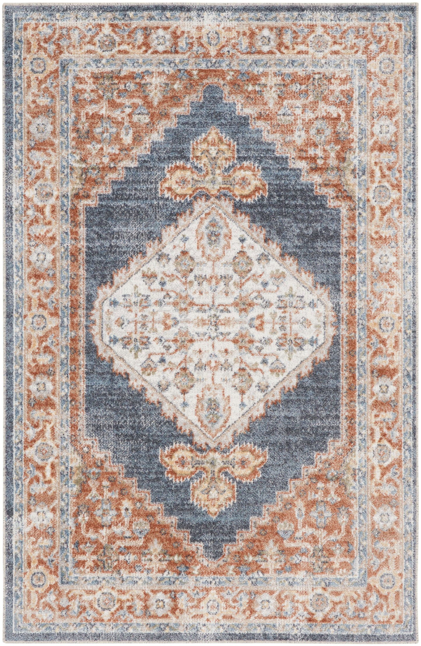 Nourison Home Astra Machine Washable ASW11 Denim Multicolor Traditional Power-loomed Rug
