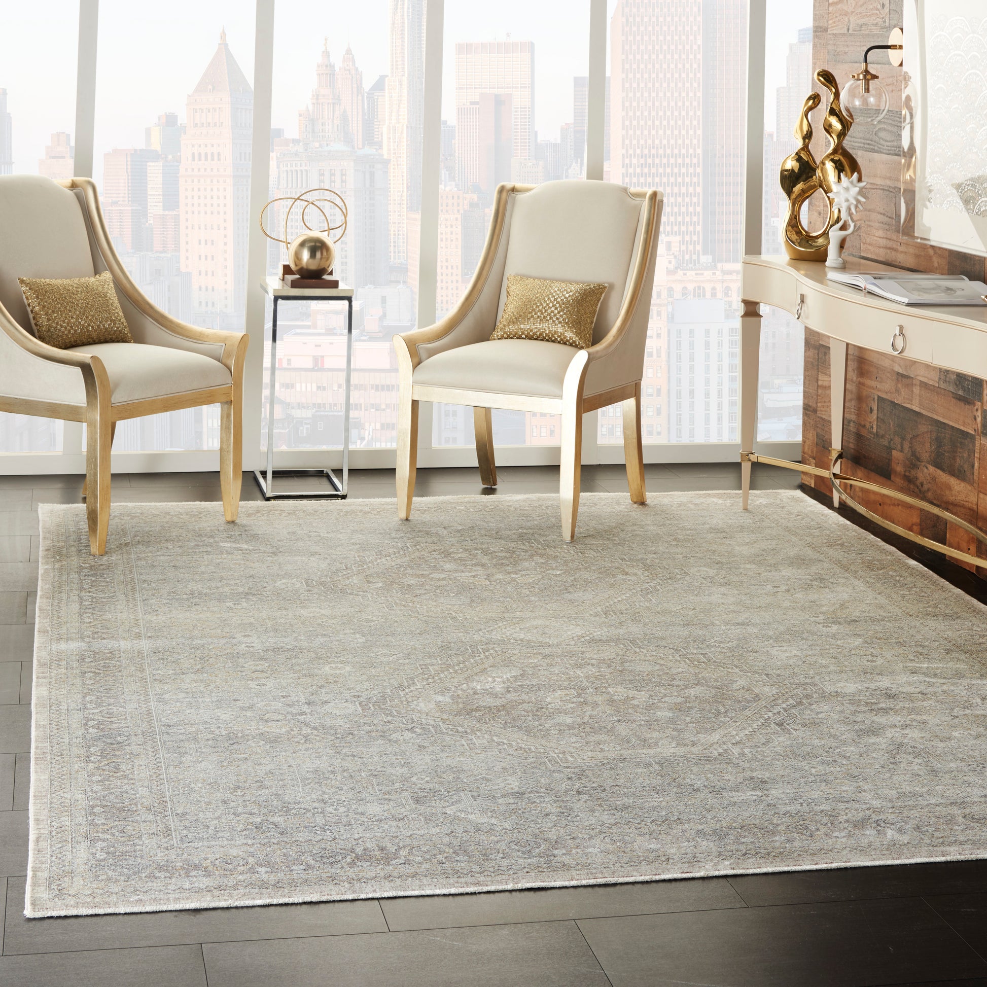 Nourison Home Starry Nights  Cream Grey  Traditional