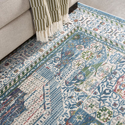 Nourison Home Ankara Global  Ivory Light Blue  Transitional