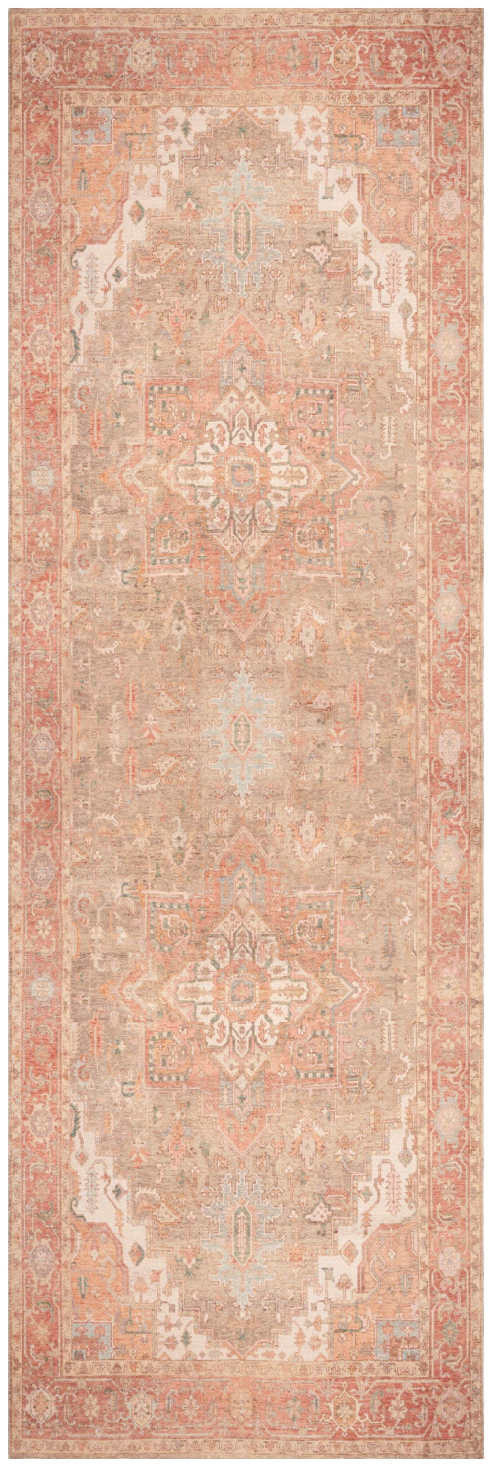 Nourison Home Vintage Washables VWS07 Coral Taupe Traditional Flat Weave Rug