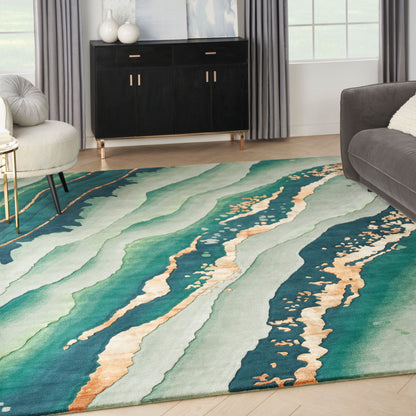 Nourison Home Prismatic  Emerald  Contemporary