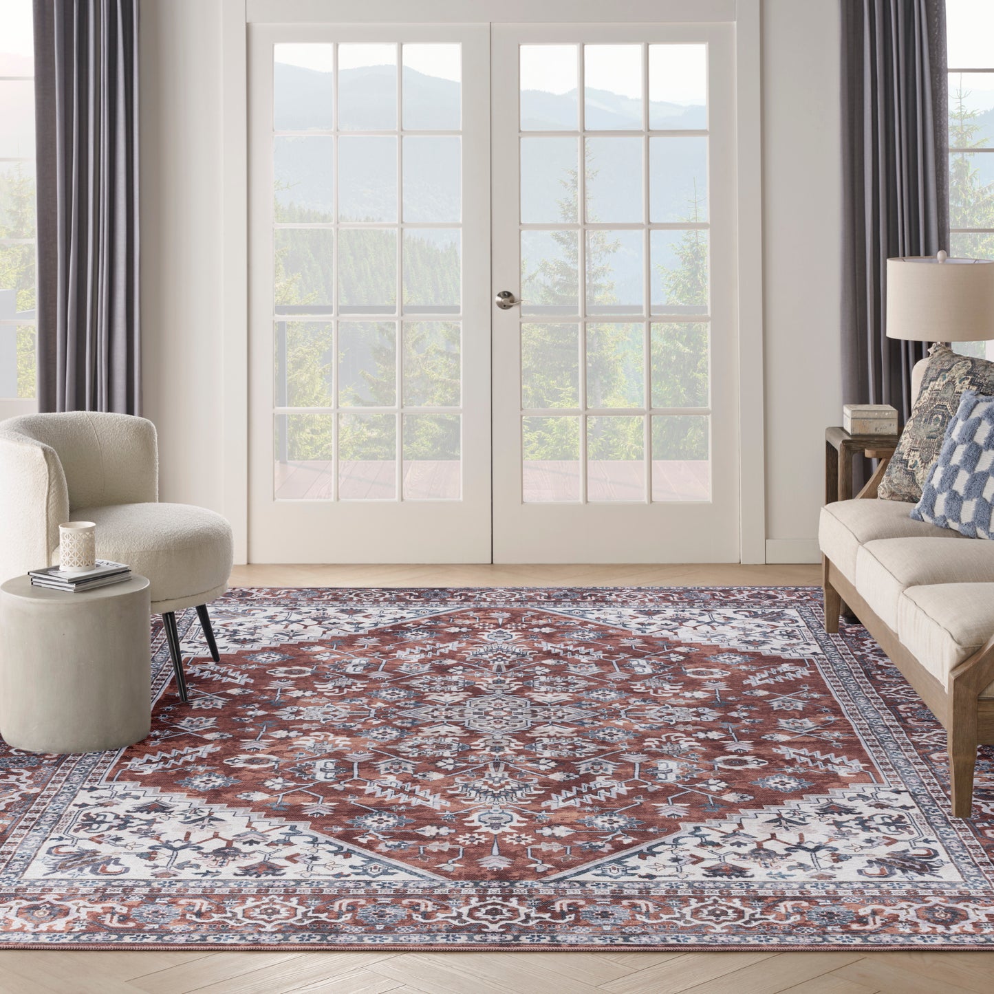 Nourison Home New Concept Washables  Brick Ivory  Traditional