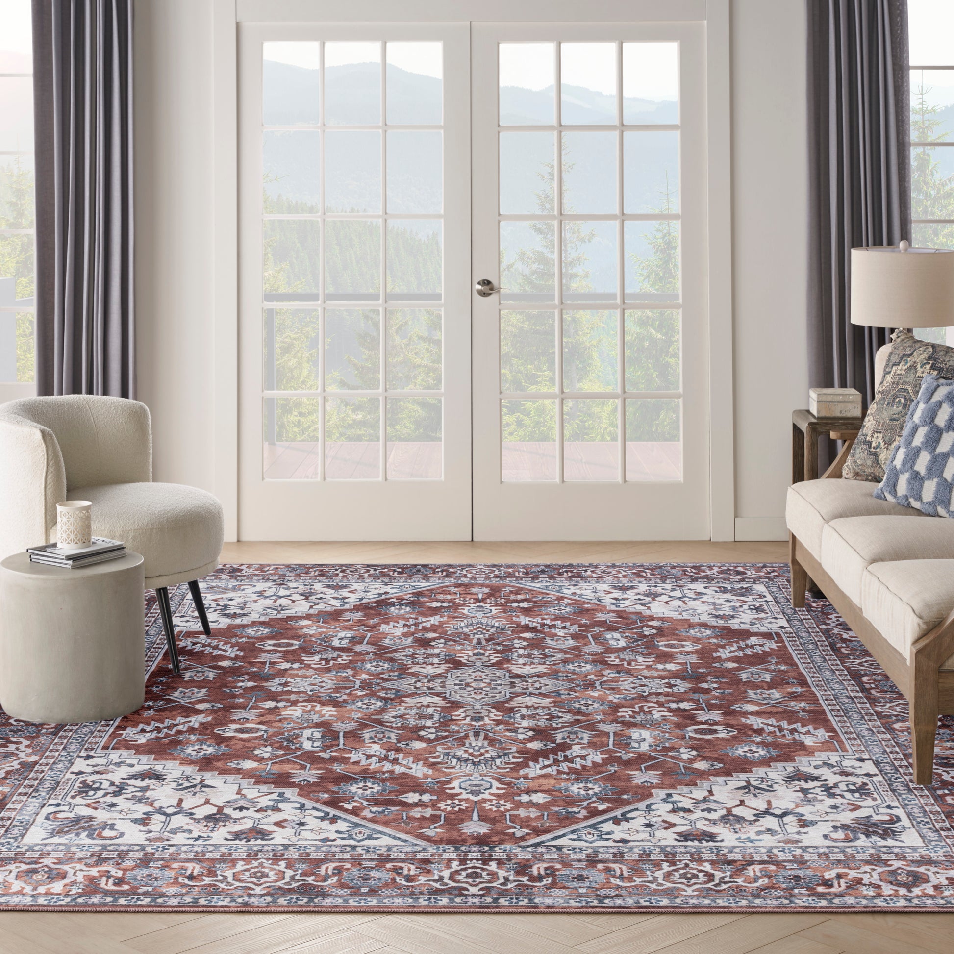 Nourison Home New Concept Washables  Brick Ivory  Traditional
