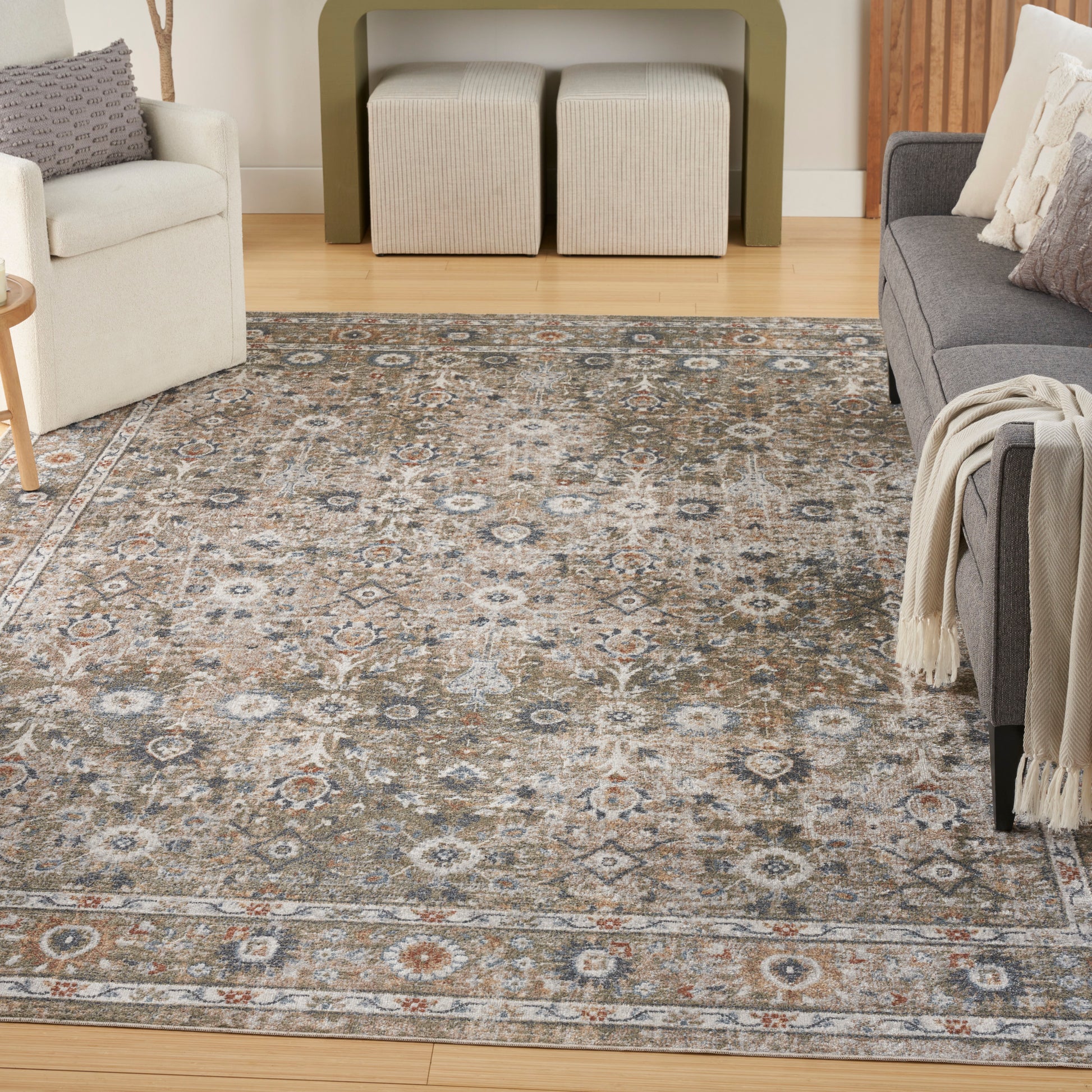 Nourison Home Astra Machine Washable  Gold Grey  Traditional