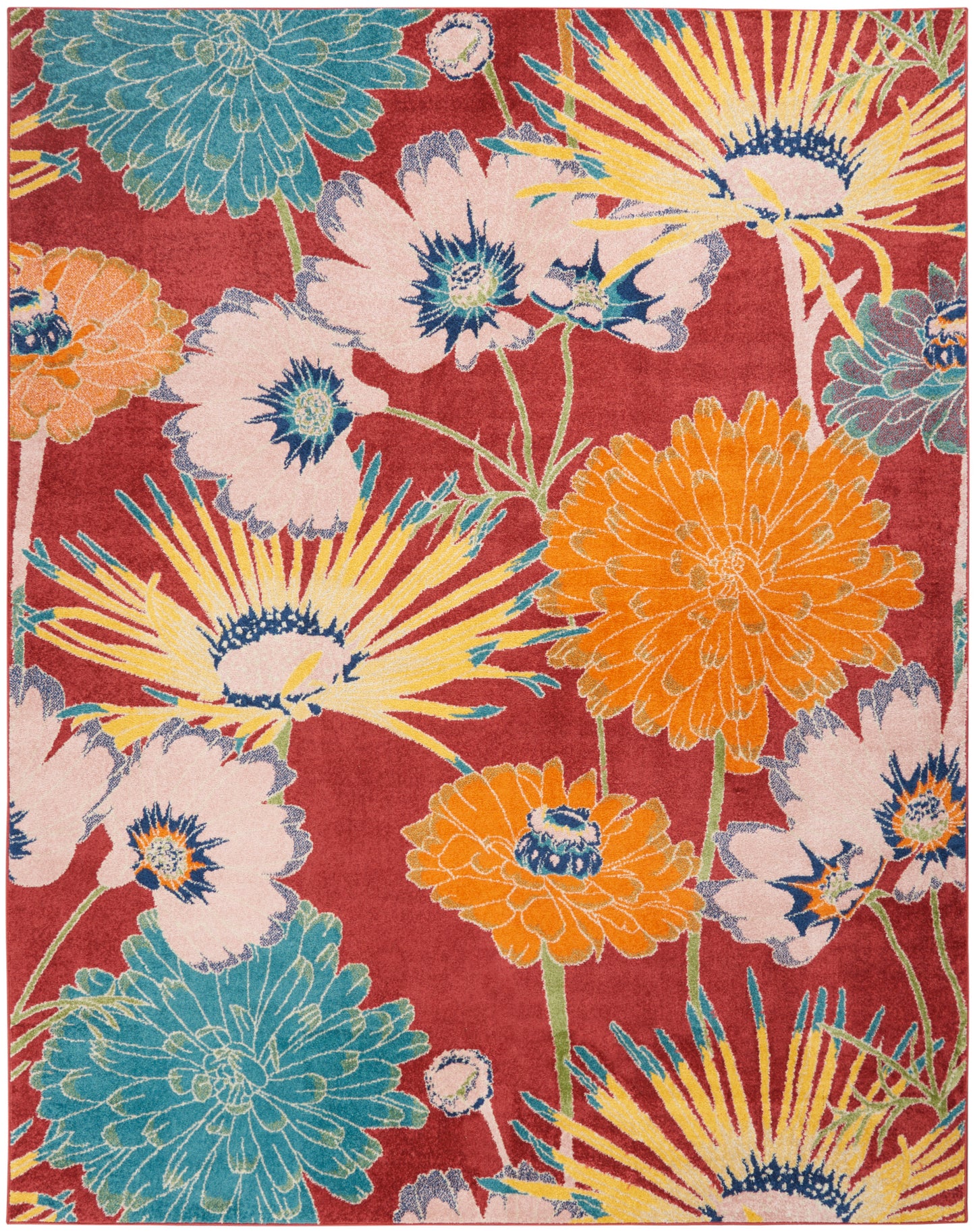 Nourison Home Allur  Red Multicolor  Contemporary