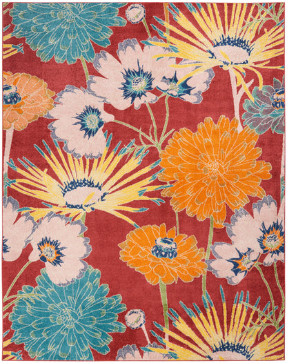 Nourison Home Allur  Red Multicolor  Contemporary