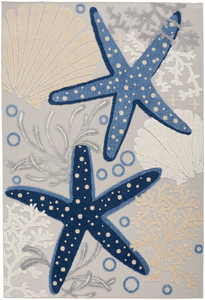 Nourison Home Aloha ALH24 Blue Grey Contemporary Power-loomed Rugs