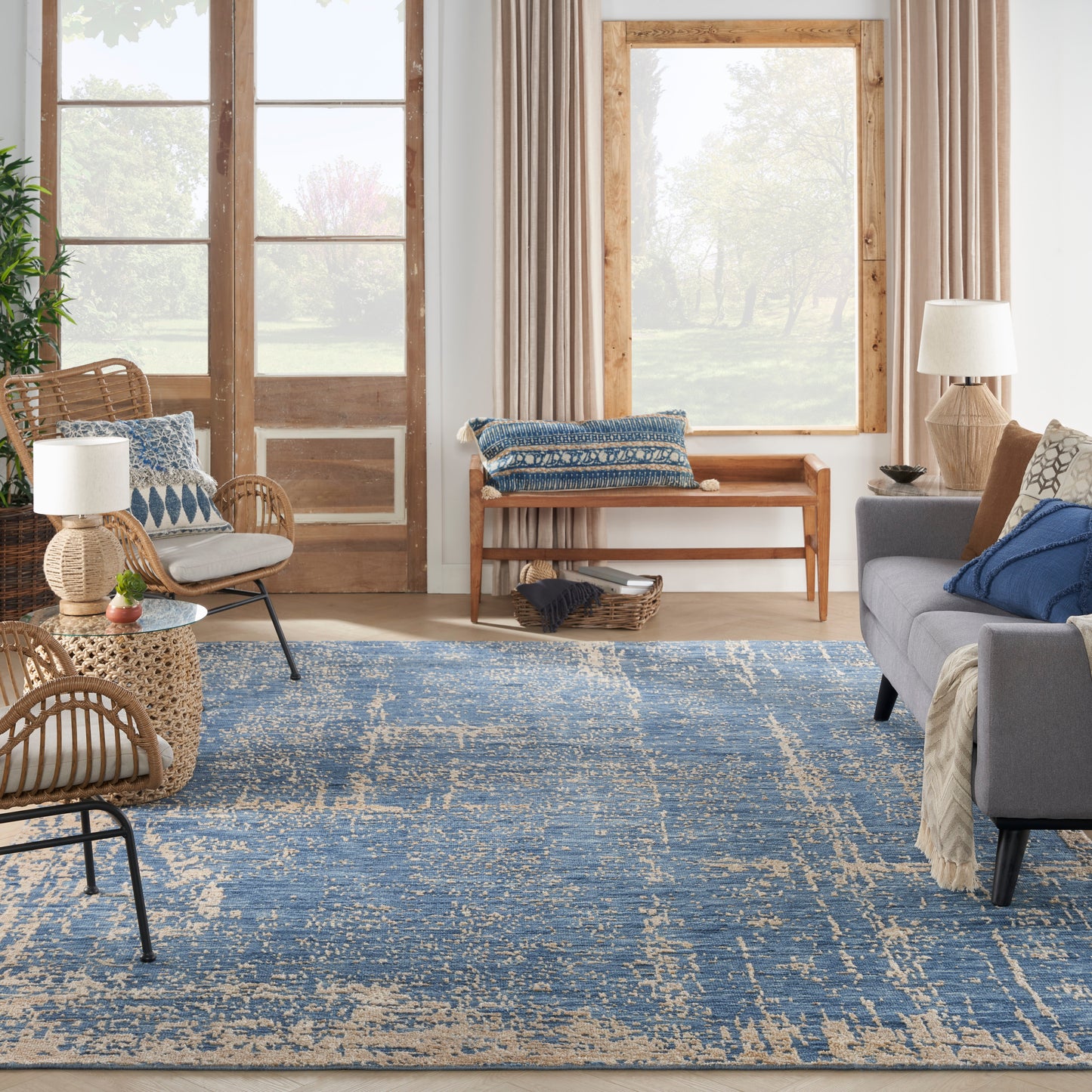 Nourison Home Luna  Dark Blue Mocha  Contemporary