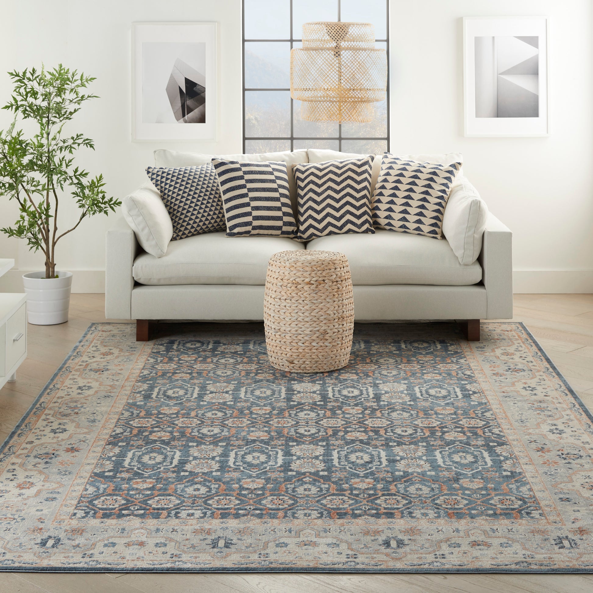 Nourison Home Malta  Blue Grey  Traditional