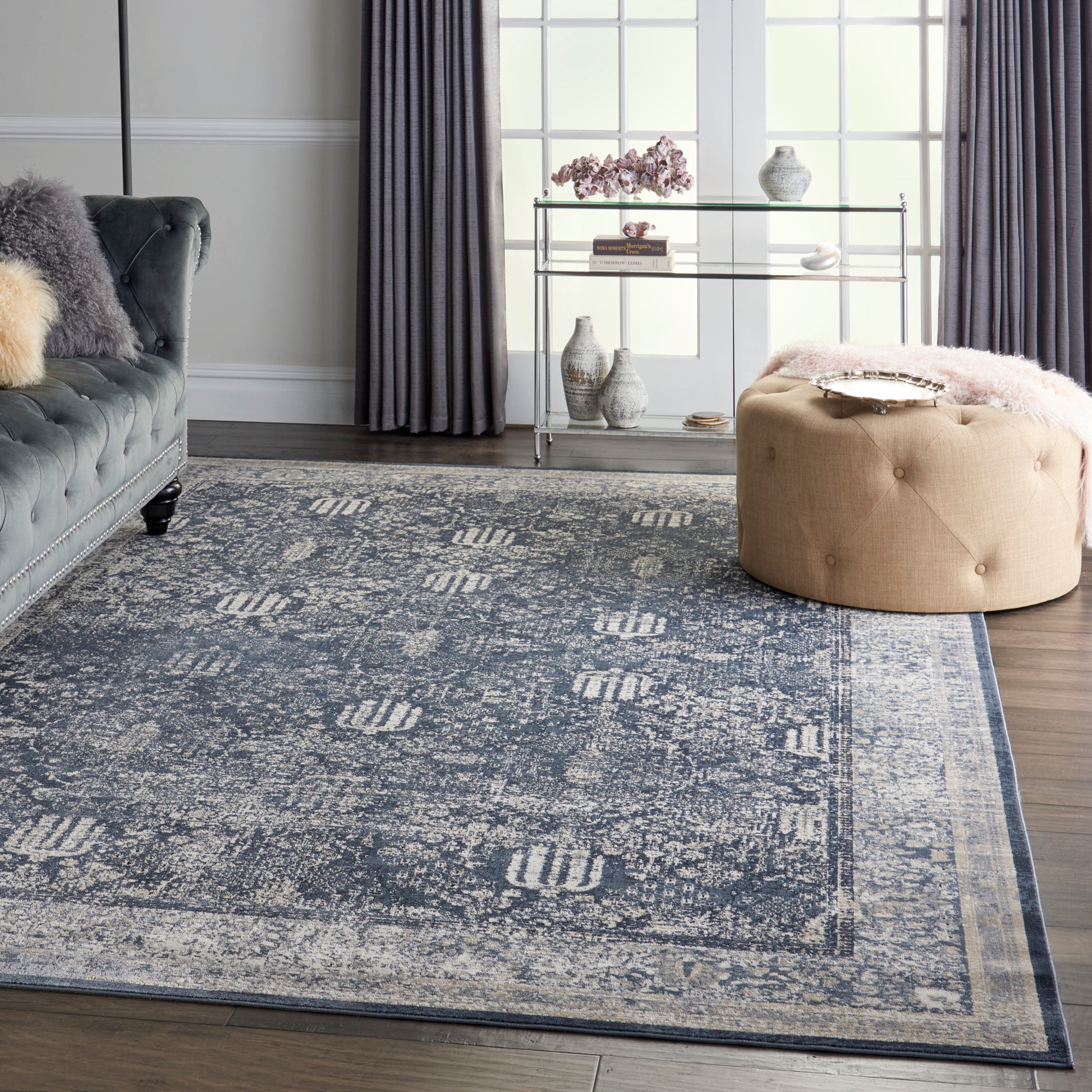 Nourison Home Malta  Navy Ivory  Traditional