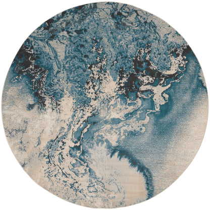 Nourison Home Maxell MAE08 Ivory Teal Contemporary Power-loomed Rugs