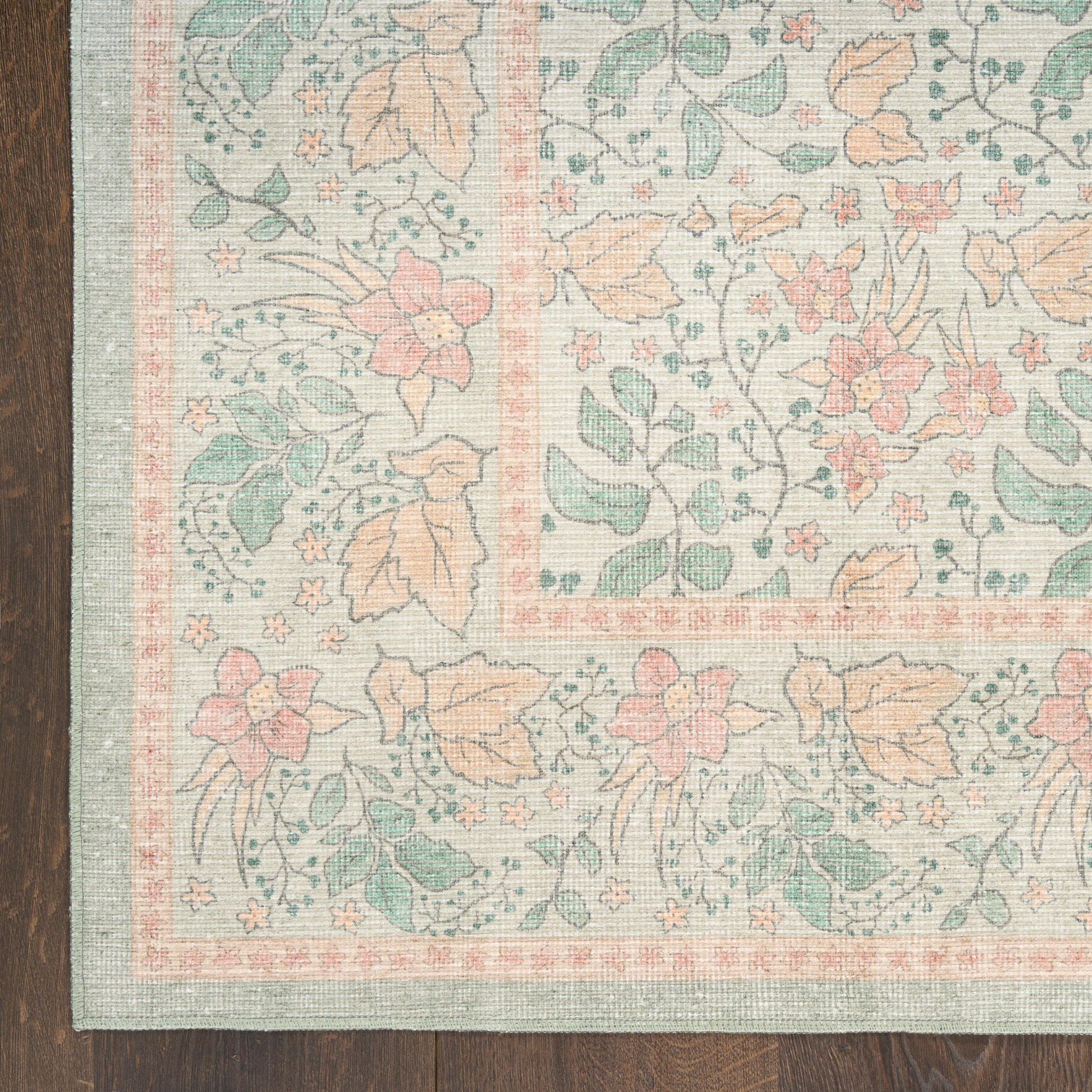 Nourison Home Botanical Washables  Green Multicolor  Contemporary
