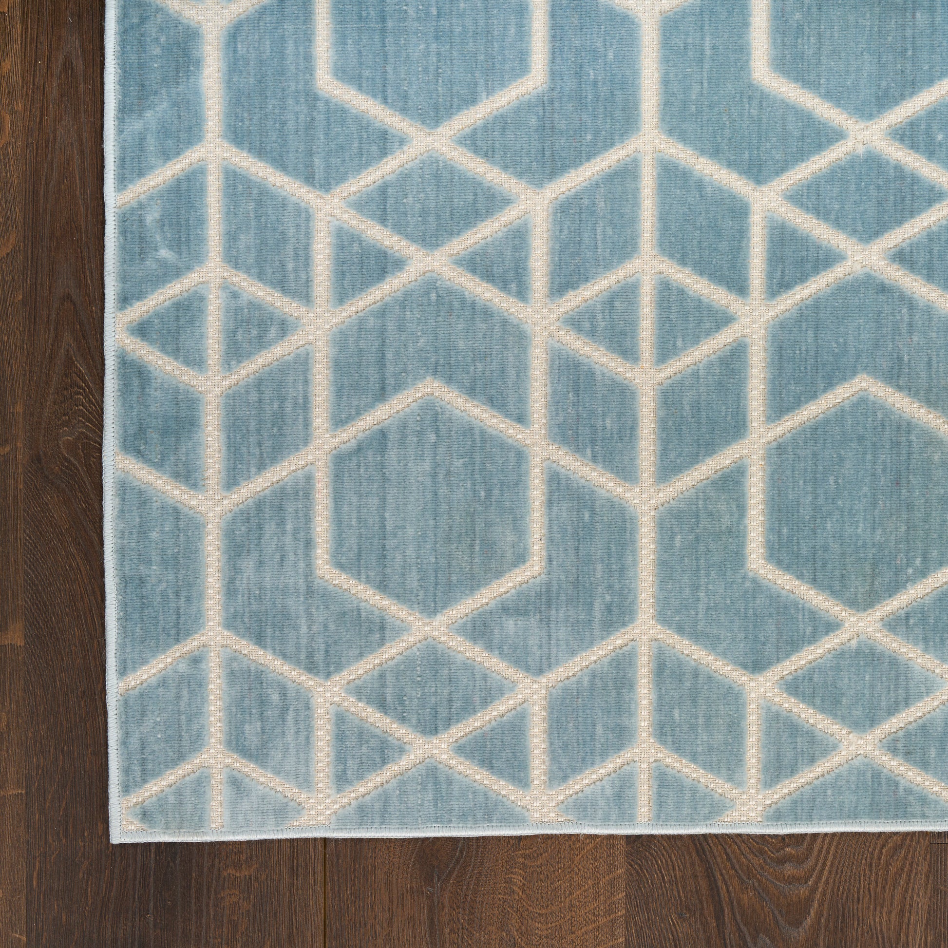 Nourison Home Washable Charm  Blue Ivory  Contemporary