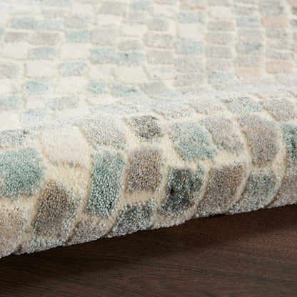Nourison Home Marmara  Ivory Teal Grey  Contemporary