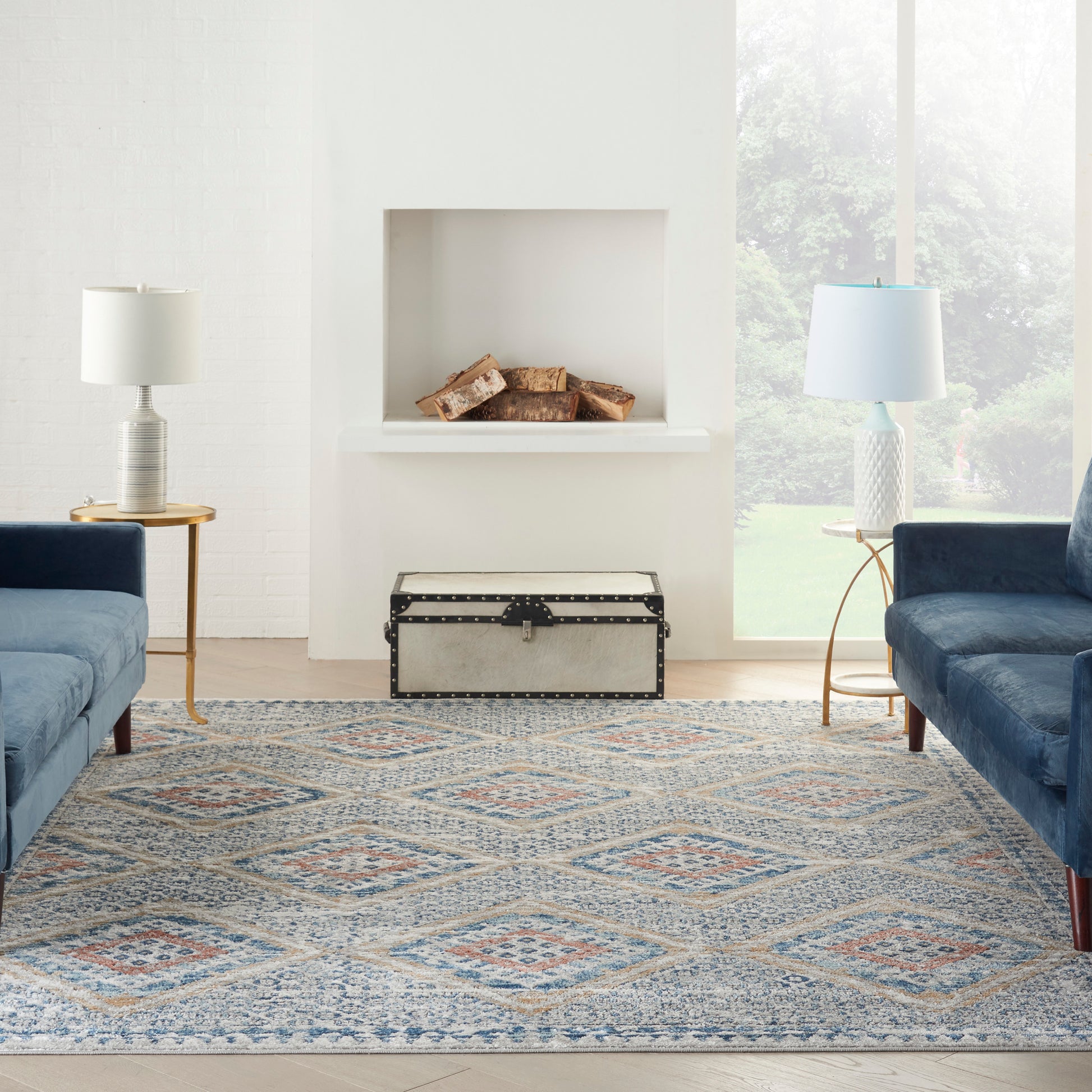 Nourison Home Quarry  Blue Ivory  Contemporary