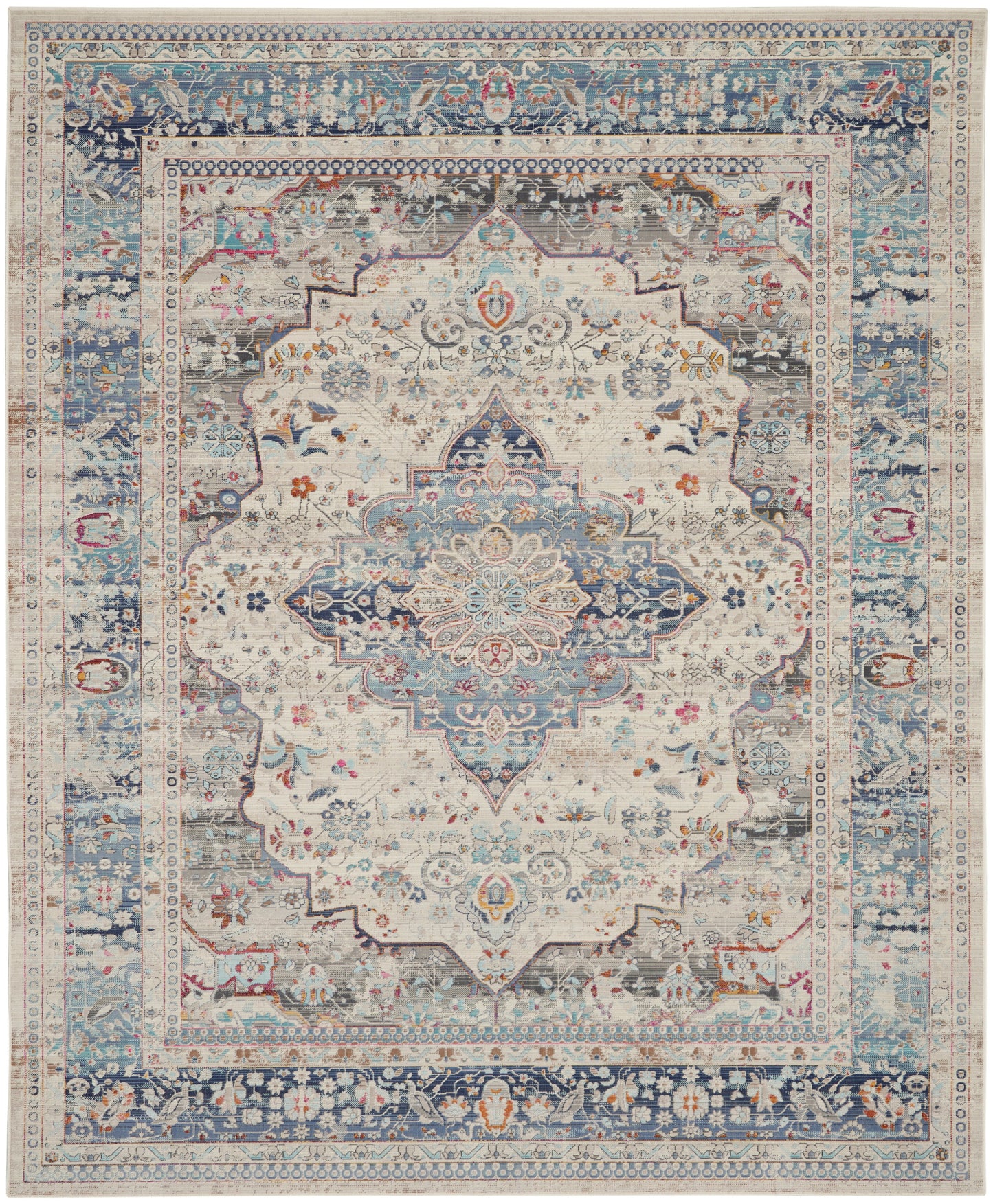 Nourison Home Vintage Kashan  Ivory Blue  Traditional