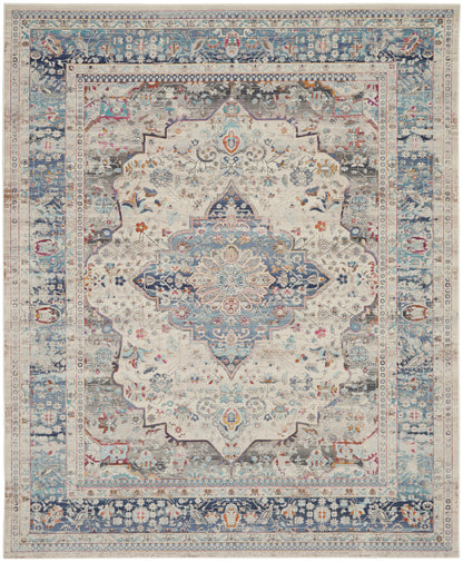 Nourison Home Vintage Kashan  Ivory Blue  Traditional