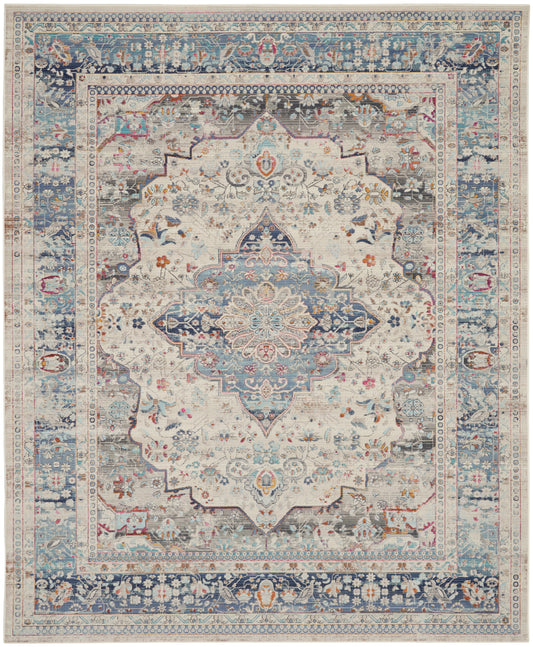 Nourison Home Vintage Kashan  Ivory Blue  Traditional