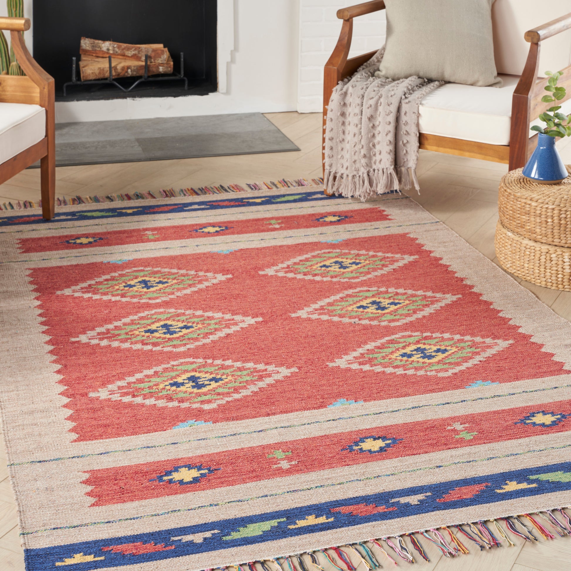 Nourison Home Baja  Red Beige  Transitional