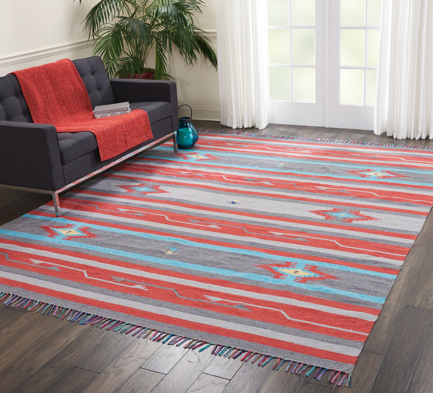 Nourison Home Baja  Grey Red  Transitional