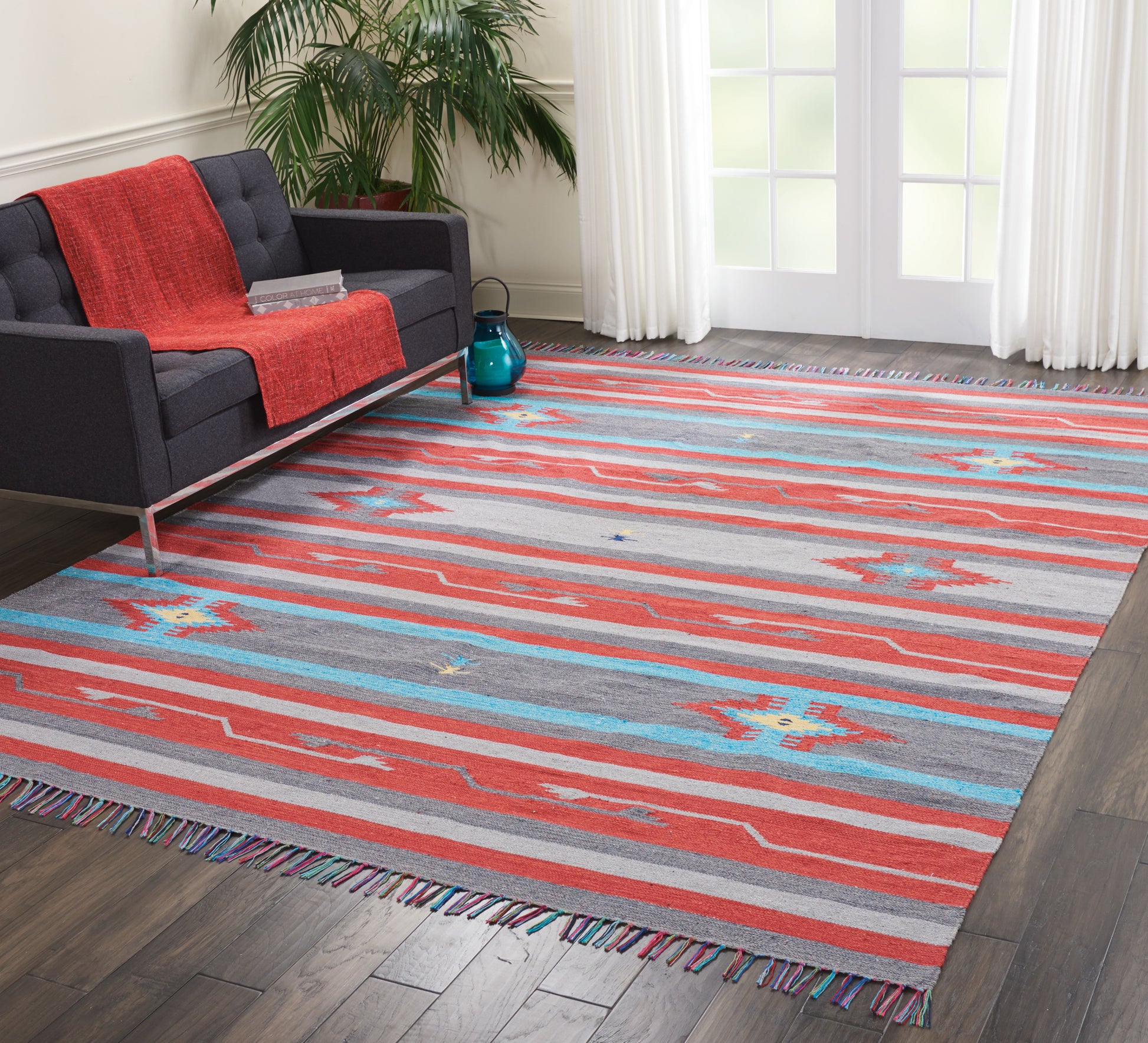 Nourison Home Baja  Grey Red  Transitional