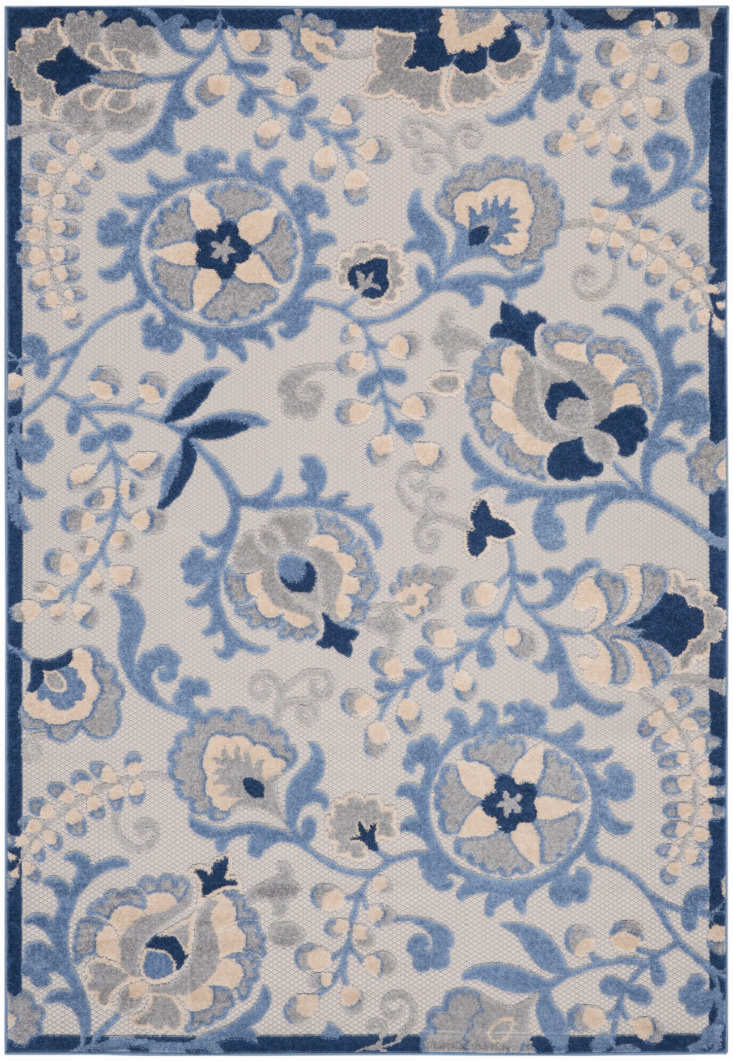 Nourison Home Aloha ALH17 Blue Grey Contemporary Power-loomed Rugs