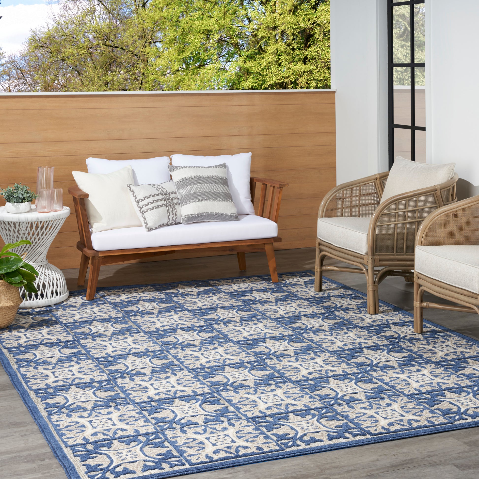 Nourison Home Aloha  Blue  Contemporary