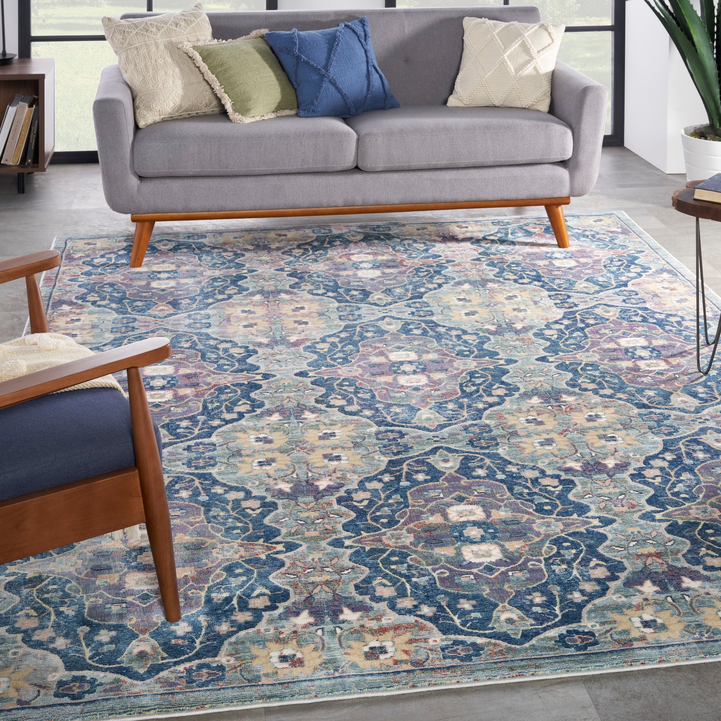 Nourison Home Ankara Global  Navy Multicolor  Transitional