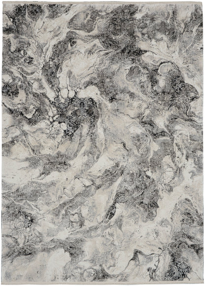 Calvin Klein Balian CK56 Silver Black Contemporary Loom Woven Rug