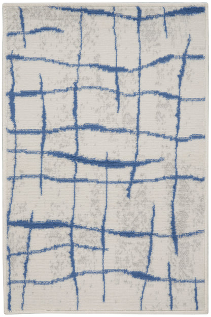 Nourison Home Whimsicle WHS09 Ivory Blue Contemporary Power-loomed Rug