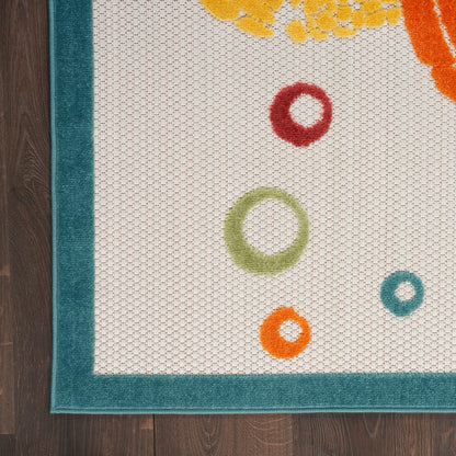 Nourison Home Aloha  Teal Multicolor  Contemporary