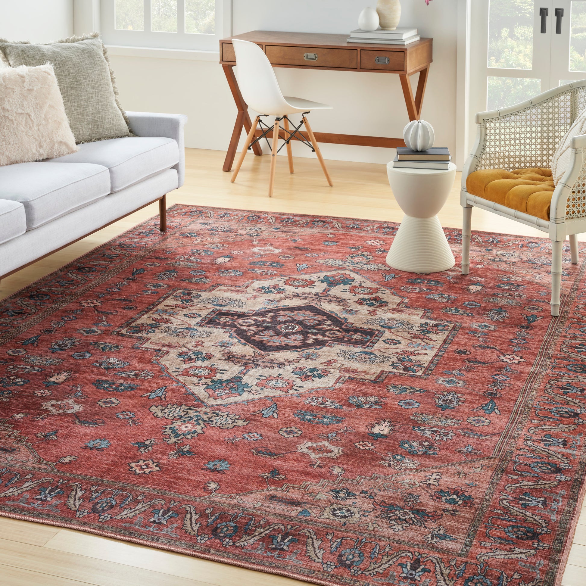 Nourison Home Grand Washables  Rust Multicolor  Traditional