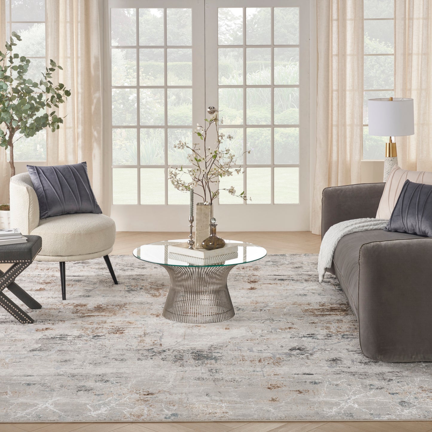 Nourison Home Glitz  Grey Multicolor  Contemporary