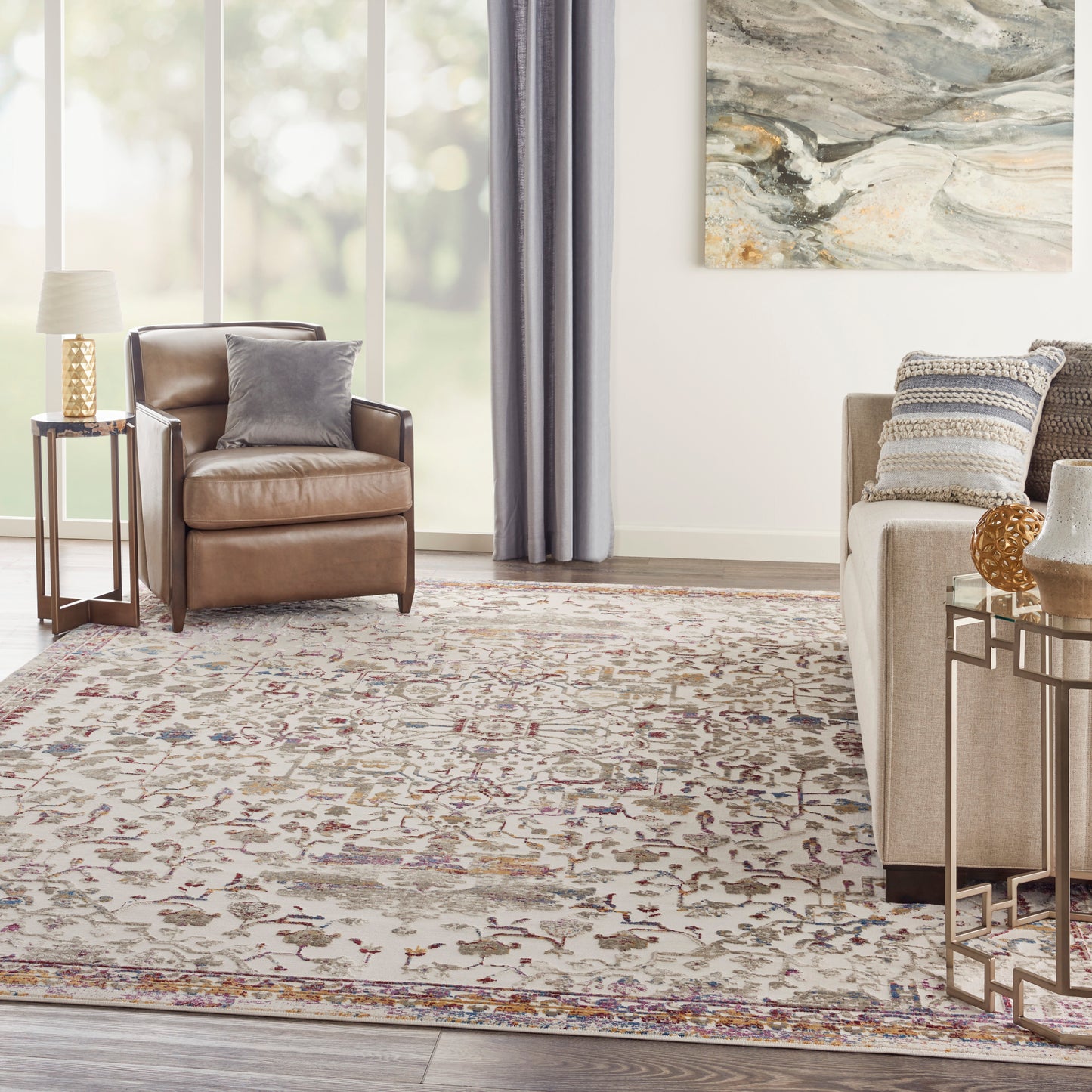 Nourison Home Melody  Ivory Multicolor  Traditional