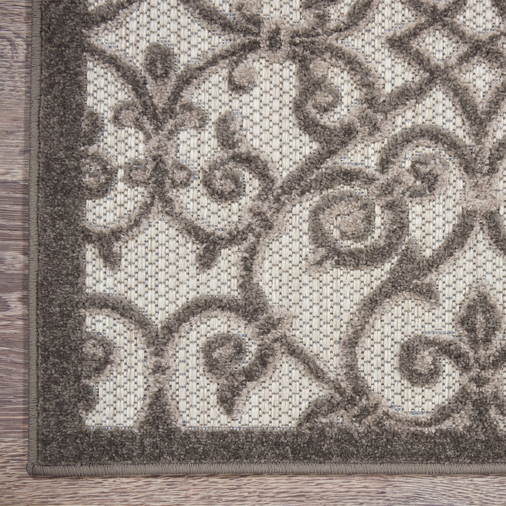 Nourison Home Aloha  Grey Charcoal  Contemporary