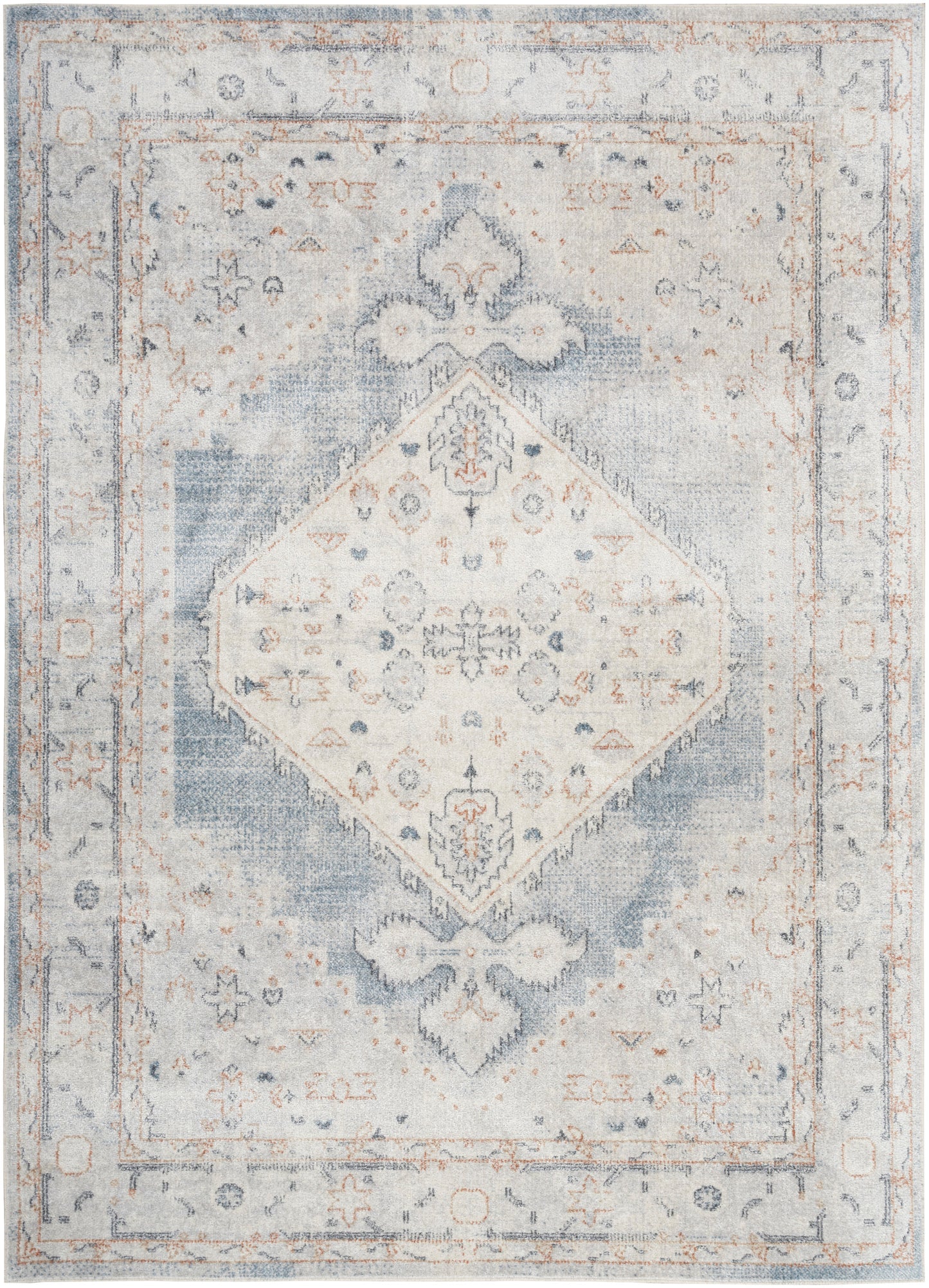 Nourison Home Astra Machine Washable ASW11 Light Blue Traditional Power-loomed Rug