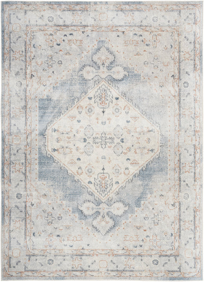 Nourison Home Astra Machine Washable ASW11 Light Blue Traditional Power-loomed Rug