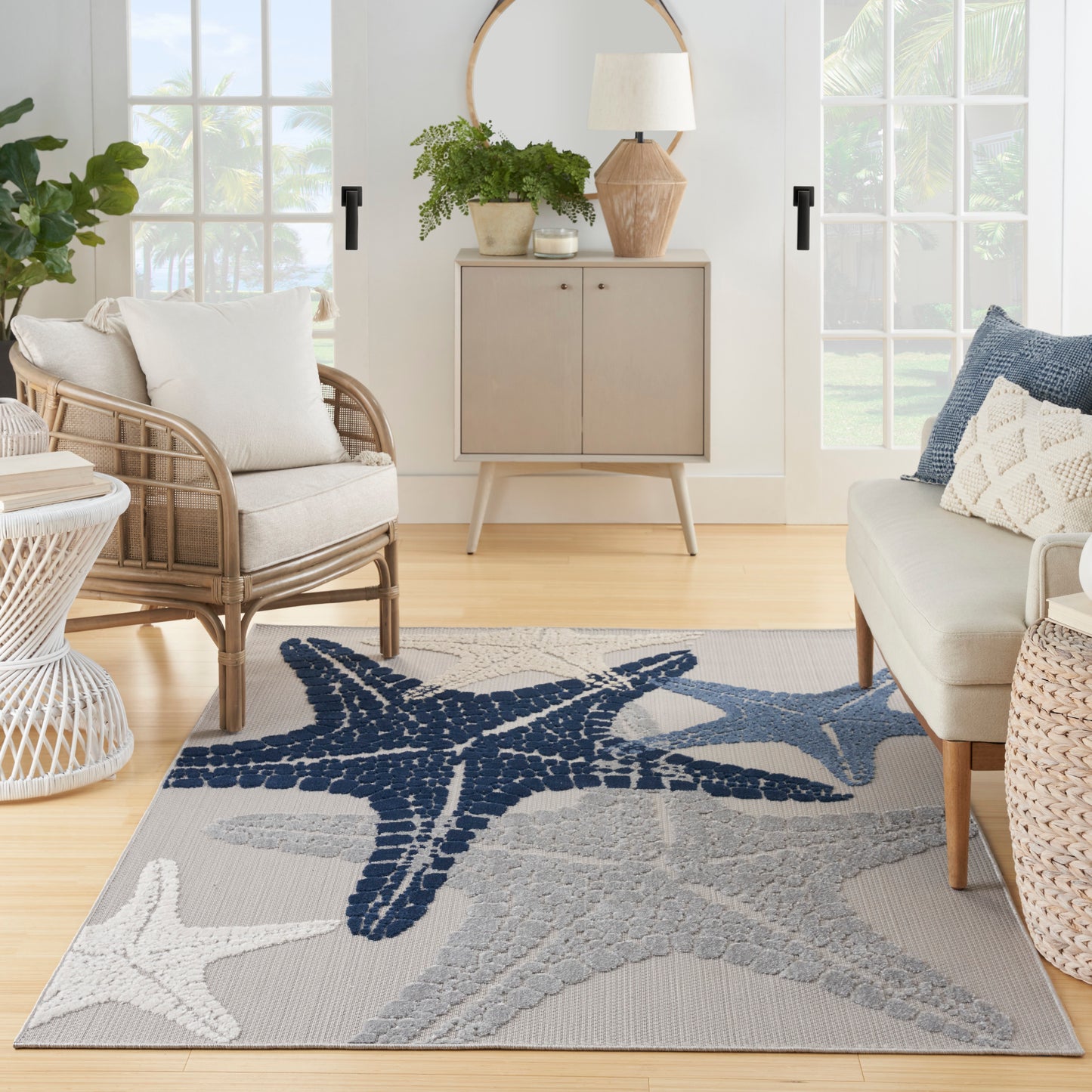 Nourison Home Aloha  Grey Multicolor  Contemporary