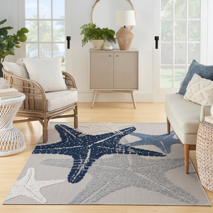 Nourison Home Aloha  Grey Multicolor  Contemporary