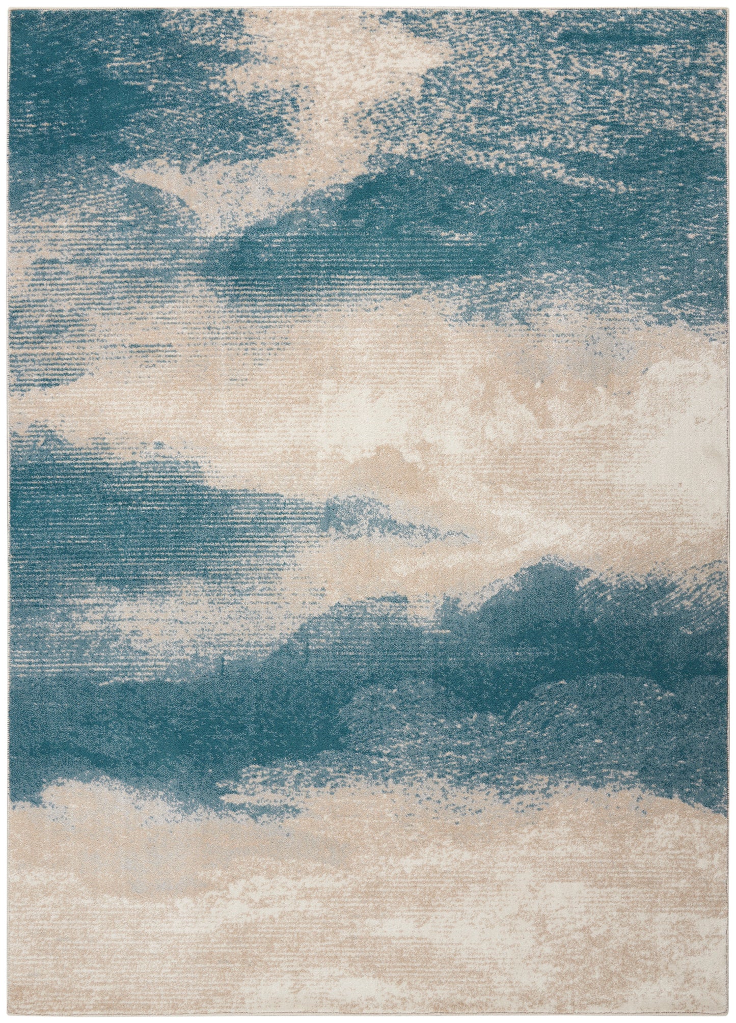 Nourison Home Maxell MAE06 Ivory Teal Contemporary Power-loomed Rugs