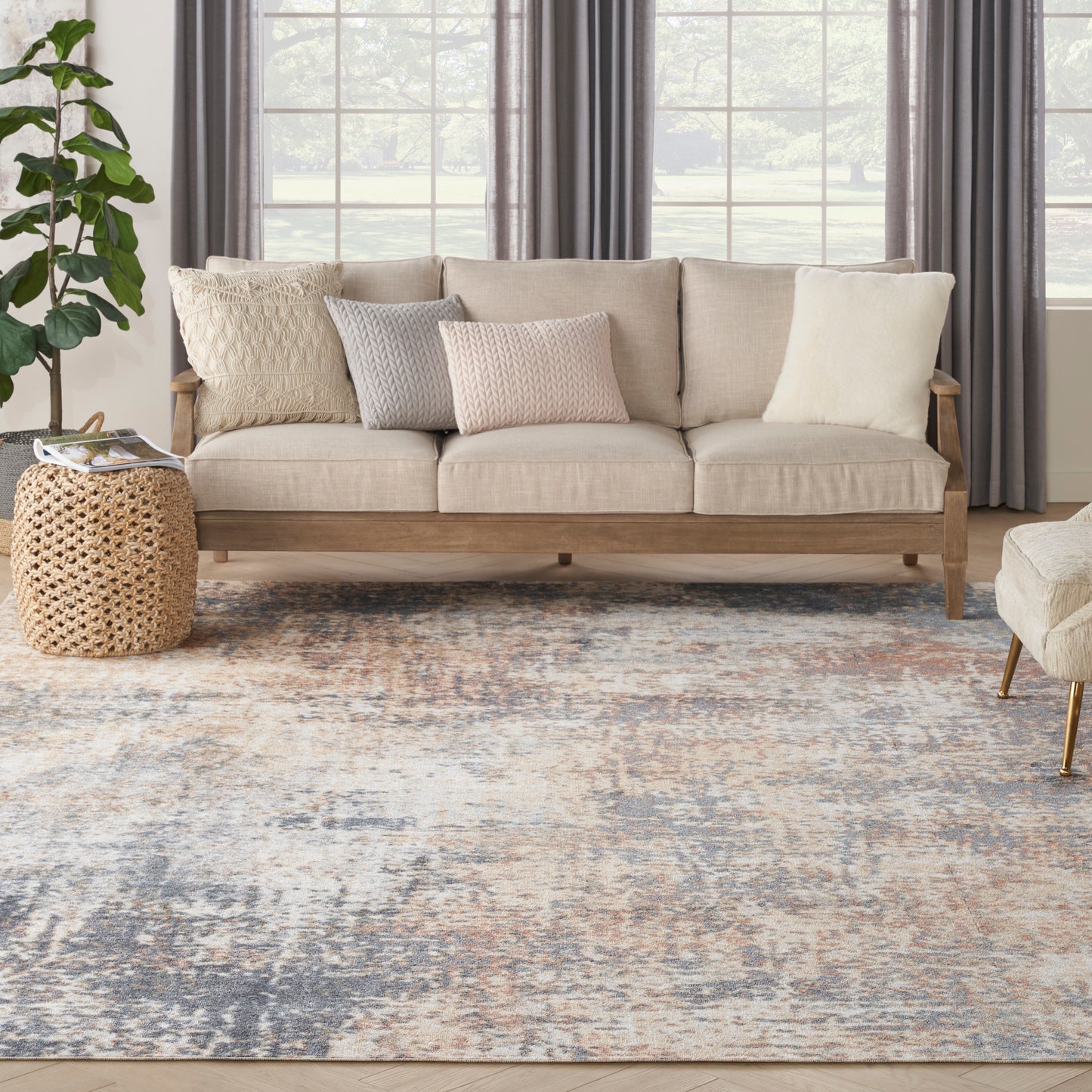 Nourison Home Astra Machine Washable  Multicolor  Contemporary