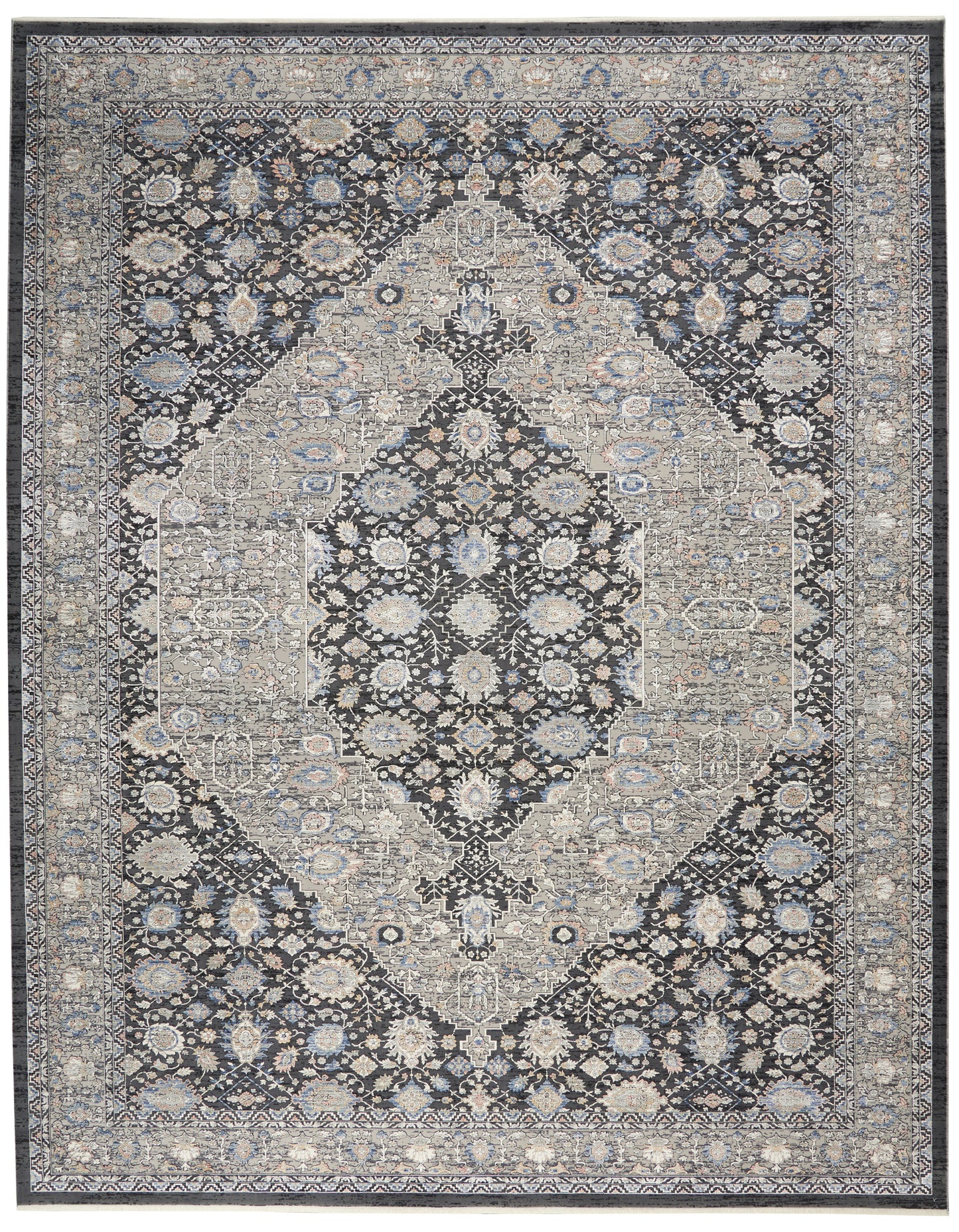 Nourison Home Starry Nights STN11 Grey Blue Traditional Loom-woven Rug
