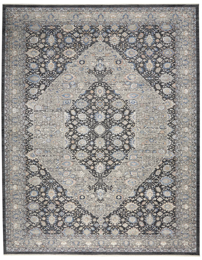 Nourison Home Starry Nights STN11 Grey Blue Traditional Loom-woven Rug