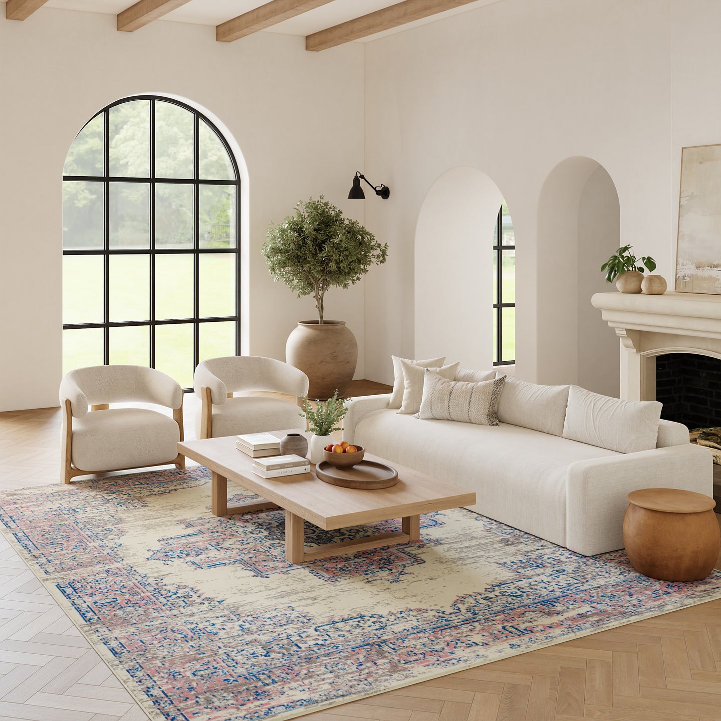 Nourison Home Grafix  Ivory Pink  Transitional