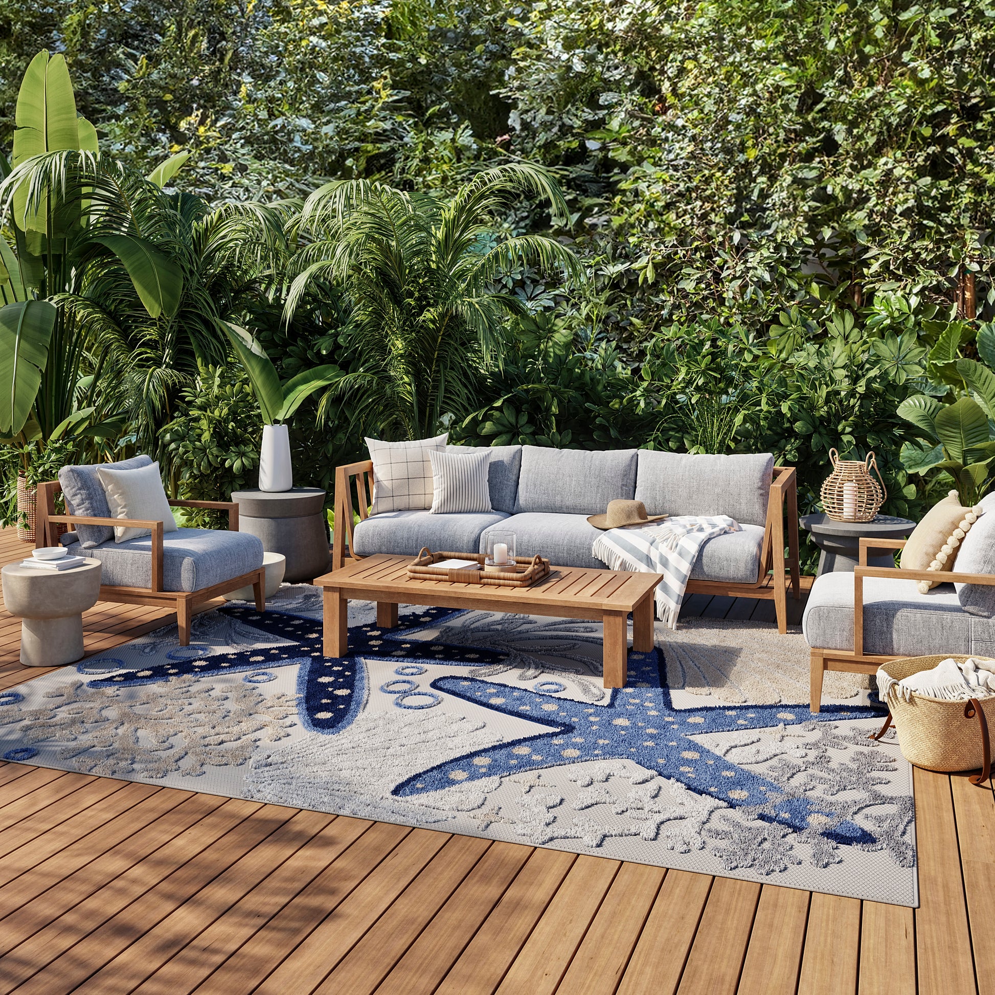 Nourison Home Aloha  Blue Grey  Contemporary