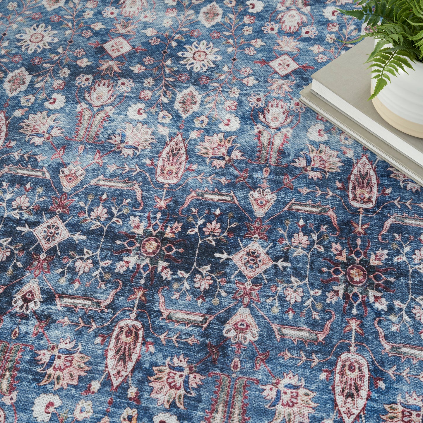 Nourison Home Grand Washables  Blue Brick  Traditional