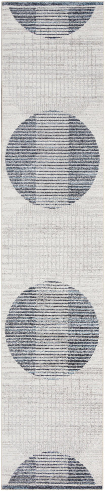 Nourison Home Astra Machine Washable ASW03 Ivory Blue Contemporary Power-loomed Rug