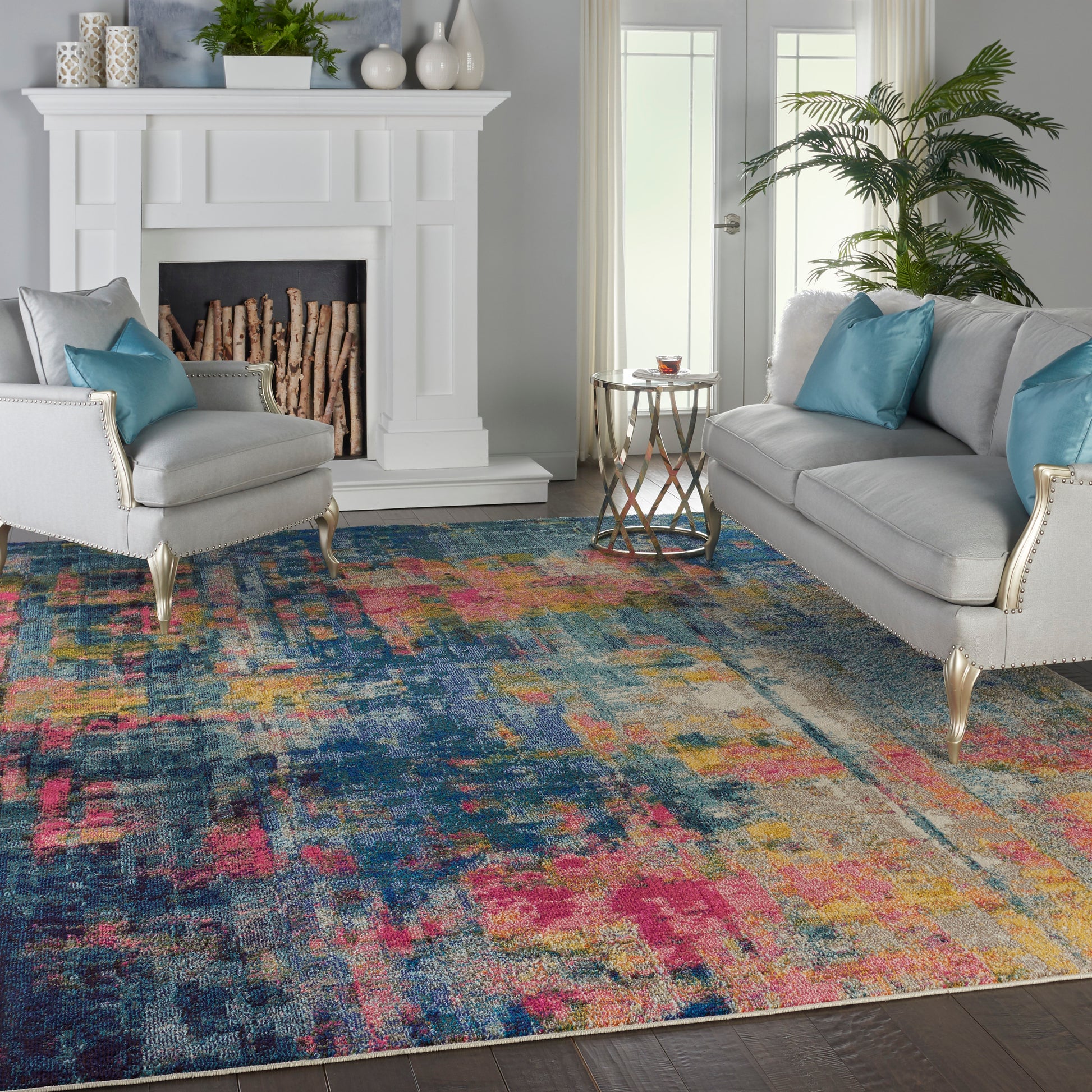 Nourison Home Celestial  Blue Yellow  Contemporary