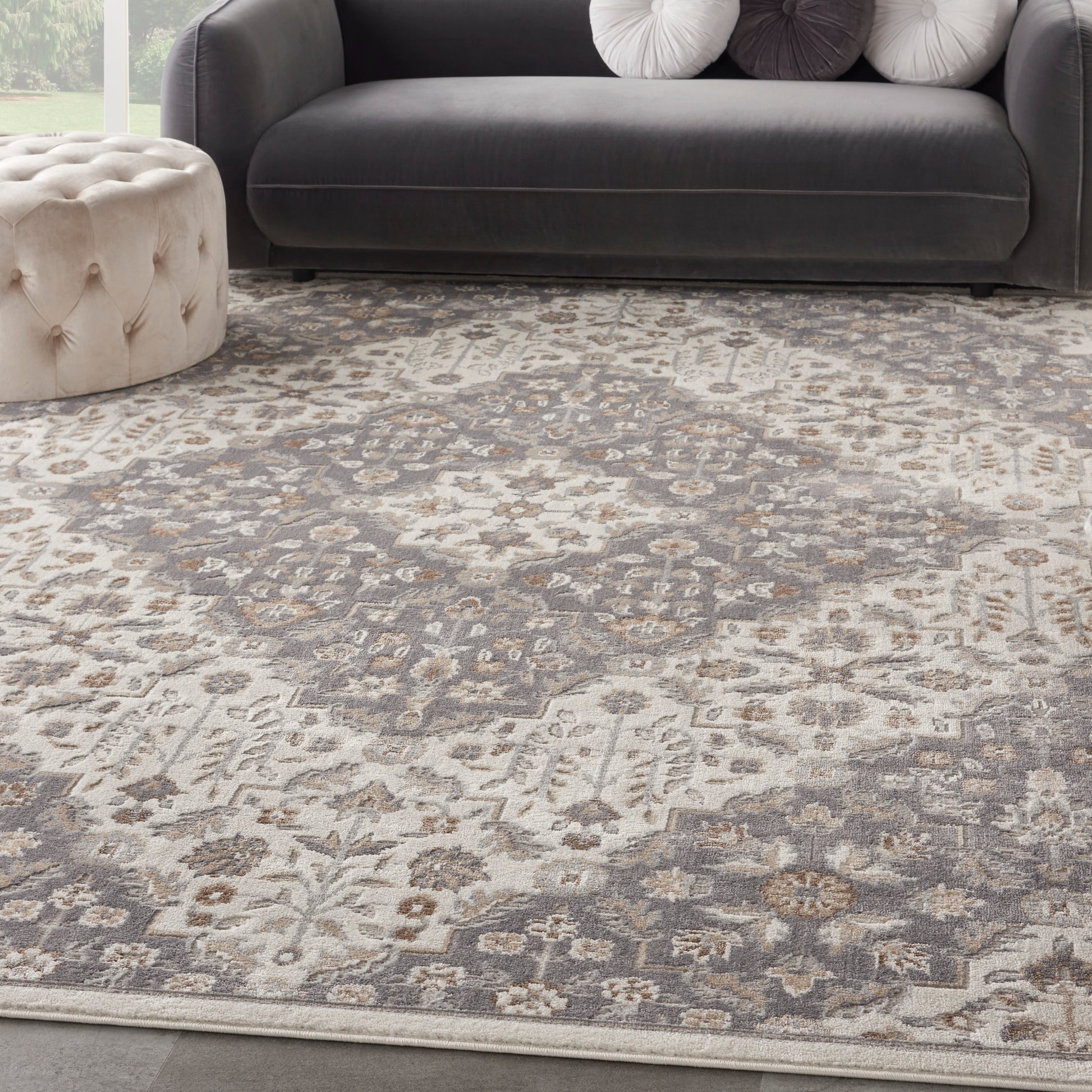 Nourison Home Elation  Ivory Grey  Traditional